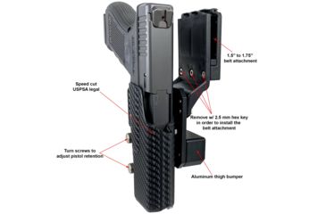 Image of Black Scorpion Outdoor Gear Pro USPSA Competition Holster, Right Hand, Smith &amp; Wesson M&amp;P/ M&amp;P 2.0, 4.25in Barrel, 1.5 - 1.75in Belts, Kydex, Carbon Fiber, HC04-USPSA-MP9CFRH