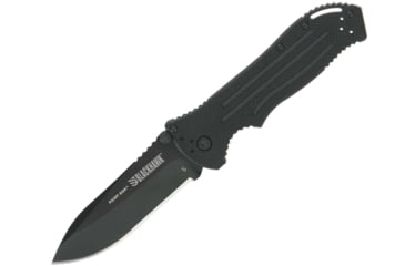 Image of BlackHawk Point Man Folding Knife, 3.38in, D2 Tool Steel, Plain Edge, Sideliner G-10 Handle, Black, BH15PM201BK