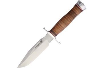Image of Blackjack Model 5 Leather Commando Fixed Blade Knife, 5.5in, A2 Tool Steel, Standard Edge, Satin, Stacked Leather Handle BCB5LCOM