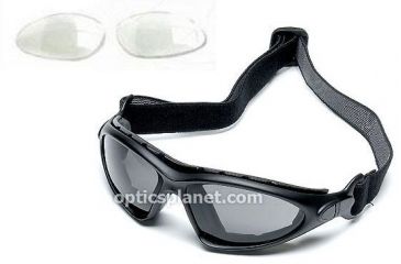 Image of Body Specs BS-Twin Goggles w/ Anti-Fog Interchangeable Gray/Clear Lenses, Black Frame