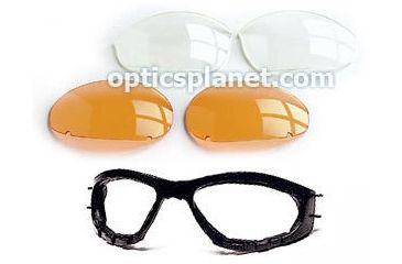 Image of Body Specs BSG-2 Goggles, Black Frame / Smoke-Green Lens, w/ Clear &amp; Light Rust Lens Extra Lens Sets