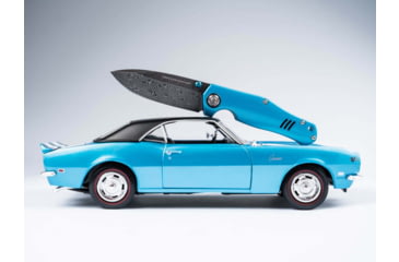 Image of Boker 111101Dam 3.15 Drop Point Damascus Blade Blue Aluminum Handle