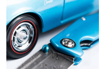 Image of Boker 111101Dam 3.15 Drop Point Damascus Blade Blue Aluminum Handle