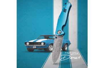 Image of Boker 111101Dam 3.15 Drop Point Damascus Blade Blue Aluminum Handle