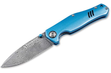 Image of Boker 111101Dam 3.15 Drop Point Damascus Blade Blue Aluminum Handle