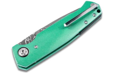 Image of Boker 111102Dam 3.22 Drop Point Plain Damascus Blade Green Aluminum Handle