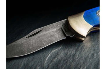 Image of Boker Solingen Scout Solingen Folding Knife, 2.83in, C75, Brass, Chestnut Wood Blue Handle, 112099