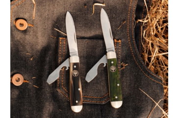 Image of Boker Solingen Swell-End Jack Folding Knife, 2.64in, N690, Curly Birch Wood, Nickel Silver Green Handle, 112916