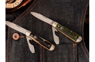 Image of Boker Solingen Swell-End Jack Folding Knife, 2.64in, N690, Curly Birch Wood, Nickel Silver Green Handle, 112916