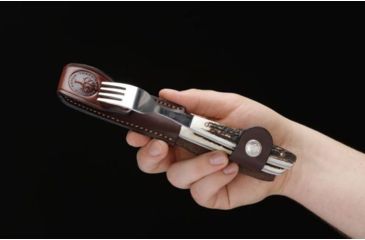 Image of Boker USA Arbolito Stag Fork &amp; Knife Set w/ Leather Sheath 03BA501HH