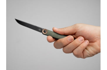 Image of Boker USA Boker Plus Kaizen Green Canvas Micarta Pocket Knife, 3.11 in, D2, Folding Blade, Micarta Handle, 01BO391
