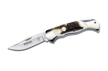 Image of Boker USA Stag Lock Blade Folding Knife, 3 1/8in 440C SS Blade, Silver, 112004ST
