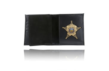 Image of Boston Leather Book Style Card Slots Badge Wallet, Soft Leather, Black, 175-S-4021