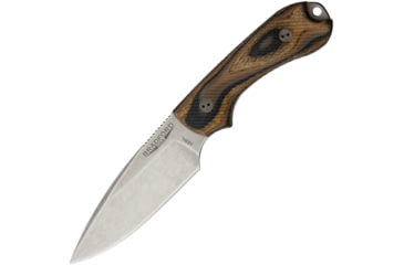 Image of Bradford Knives Guardian 3 3D G-Wood Fixed Blade Knife, 6.75in Overall, 3.25in Stonewash Aeb-L SS Blade, Camo Checkered G-Wood Handle, False Edge Grind Blade, Brown Leather, Camo, 3FE-115-AEBL
