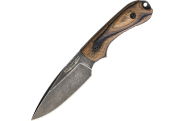 Image of Bradford Knives Guardian 3 Nimbus 3D G-Wood Fixed Blade Knife, 6.75in Overall, 3.5in Nimbus Finish Bohler N690 SS Drop Point, Camo G-Wood Handle, Brown Leather Belt Sheath, 3FE-115N-N690