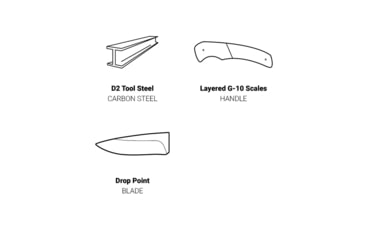 Image of Browning Back Country Fixed Blade Knife, 3.5in, D2 High Carbon Steel, Drop Point, G10 Handle, Blaze, 3220522
