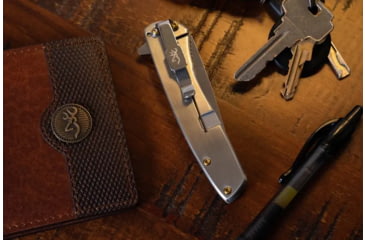 Image of Browning Nine Mile Folding Knife, 3in, D2 High Carbon Steel, Drop Point, Wood Handle, N, 3220470