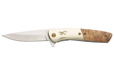 Image of Browning Nine Mile Folding Knife, 3in, D2 High Carbon Steel, Drop Point, Wood Handle, N, 3220470