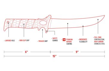 Image of Bubba Blade Flex 9in Fillet Knife, Carbon Stainless Steel Blade, Red Handle BB1-9F