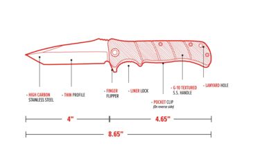 Image of Bubba Blade Sculpin 4in Pocket Knife, Carbon Stainless Steel Blade, Red Handle BB-CL-FK