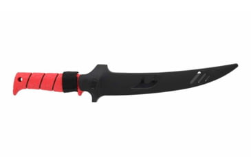 Image of Bubba Tapered Flex Spine Filltet Knife, 9in, Stainless Steel, Serrated, Red Handle, 1213885