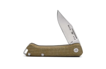 Image of Buck Knives 250 Saunter Folding Knife, 3.75in Closed, 2.38in, 154CM SS, Satin Clip Point Blade, Green Canvas Micarta Handle, 13477