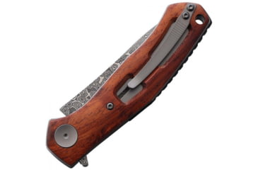 Image of BucknBear Falcon Linerlock Folding Knife, 3.25in, Damascus Steel, Brown Wood Handle, Falcon, BNB1086M