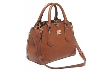 Image of Bulldog Cases &amp; Vaults Satchel Series Concealed Carry Purse Chestnut With Leopard Trim