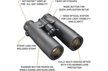 Image of Bushnell Fusion X 10X42 Rangefinding Binoculars, BK-7, Center Focus System, Roof Prism, Black, FX1042AD