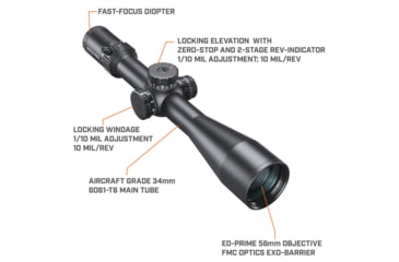 Image of Bushnell Match Pro ED 5-30x56mm Rifle Scope, 34mm Tube, First Focal Plane, MRAD, DM2 Reticle, Black, small, MP53056DMI