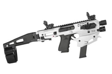 Image of CAA Glock MCK - Advanced Micro Conversion Kit, Glock 17/19/19X/22/23/31/32/45, Front &amp; Rear Sights, Thumb Rest, 500 Lumens Light, One Point Sling, Sling Mount, White, Long Stabilizer, MCKWA