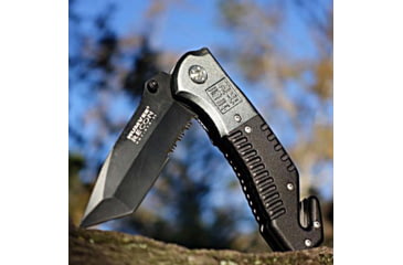 Image of Campco Humvee Recon Folding, Plain/Serrated, Black Stainless Steel Blade, Black/Gray Handle, 167696