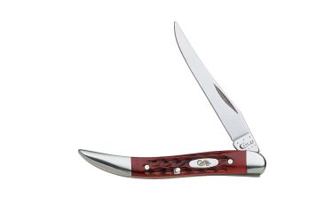 Image of Case 610096 SS Pocket Worn Old Red Small Texas Toothpick  Long Clip BladeFolding Knife, Red Bone Handle, 3 00792