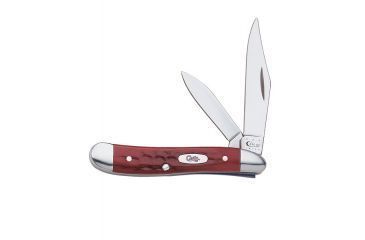 Image of Case 6220 SS Pocket Worn Old Red Peanut  Clip and Pen BladesFolding Knife, Red Bone Handle, 2 7/8 00781