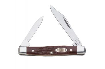 Image of Case 6233 SS Brown Synthetic Pen  Clip and Pen Blades Folding Knife, Jigged Brown Synthetic Handle, 2 5/8 00083