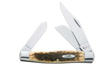 Image of Case 6375 CV Amber Large Stockman  Clip, Spey and Sheepfoot BladesFolding Knife, Amber Bone Handle, 4 1/4 00204