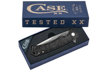 Image of Case Marilla Black Folding Knife, 4.75in Closed, 3.75in Stonewash S35VN Stainless Steel Blade, Marbled Carbon Fiber Handle w/ Black Aluminum Back Handle, 25893