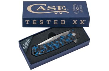 Image of Case Marilla Blue CF Folding Knife, 4.75in Closed, 3.75in Stonewash S35VN Stainless Steel Blade, Black/Blue Carbon Fiber Handle w/ Black Aluminum Back Handle, 25895