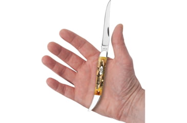 Image of Case Medium Toothpick 6.5 Bonestag Folding Knife, 4.25in Closed, Mirror Long Clip Blade, 6.5 Bonestag Handle, 65328