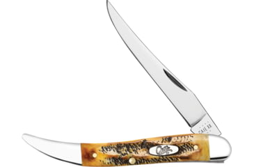 Image of Case Medium Toothpick 6.5 Bonestag Folding Knife, 4.25in Closed, 2.42in, Mirror Long Clip Blade, 6.5 Bonestag Handle, 65328