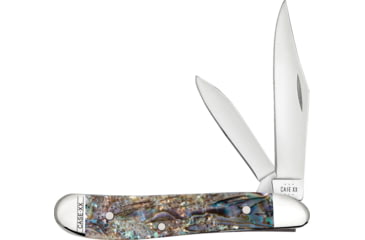 Image of Case Peanut Abalone Folding Knife, 2.88in Closed, 2.1in/1.53in Mirror Clip/Pen Blades, Abalone Handle, 12025