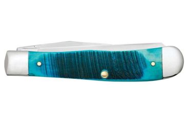 Image of Case Caribbean Blue Bone - Sawcut Jig Trapper Folding Knive, Surgical Steel Clip and Spey Blades, Caribbean Blue Bone Handle, 4.125in Closed, 25592