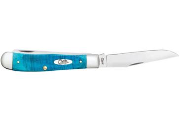 Image of Case Caribbean Blue Bone - Sawcut Jig Trapper Folding Knive, Surgical Steel Clip and Spey Blades, Caribbean Blue Bone Handle, 4.125in Closed, 25592