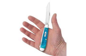 Image of Case Caribbean Blue Bone - Sawcut Jig Trapper Folding Knive, Surgical Steel Clip and Spey Blades, Caribbean Blue Bone Handle, 4.125in Closed, 25592