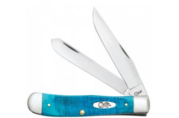 Image of Case Caribbean Blue Bone - Sawcut Jig Trapper Folding Knive, Surgical Steel Clip and Spey Blades, Caribbean Blue Bone Handle, 4.125in Closed, 25592