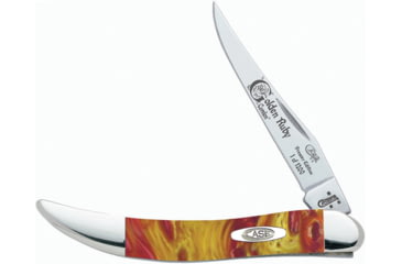 Image of Case Golden Ruby Toothpick Folding Knife, Mirror SS Clip Blade, Golden Ruby Corelon Handle, Nickel Silver Bolster, Inlay Shield, Blade Etching, 910096GR
