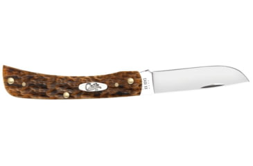 Image of Case Sod Buster Jr Folding Knife, 3.63 in, Chrome Vanadium Steel, Amber Bone Peach Seed Jig Handle, 30092