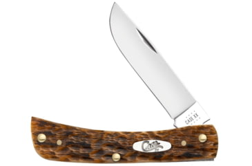 Image of Case Sod Buster Jr Folding Knife, 3.63 in, Chrome Vanadium Steel, Amber Bone Peach Seed Jig Handle, 30092