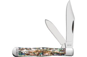Image of Case Swell Center Jack Abalone Folding Knife, 3in Closed, Mirror Clip/Pen Blades, Abalone Handle, 12024
