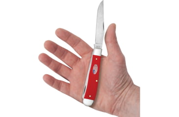 Image of Case Trapper American Workman Folding Knife, 4.13in Closed, Carbon Steel, Stonewash Clip/Spey Blades, Red Smooth Synthetic Handle, 73930